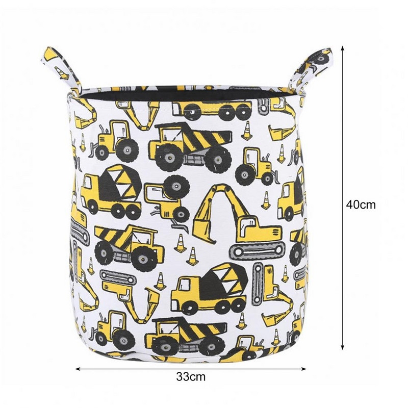 Ruházati tároló kosár vastagított nagy kapacitású vászon rajzfilm autónyomtatás játékok szennyes kosár piszkos szennyes rendszerező tartó