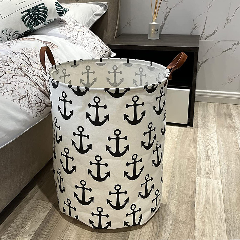 Didelis skalbinių kliūtis sulankstomas nešvarių drabužių laikymo krepšelis vandeniui atsparus apvalus žaislų laikiklis miegamojo vonios kambariui