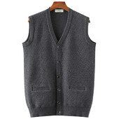 Férfi kötött mellény zsebbel és gombokkal