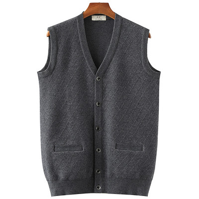 Férfi kötött mellény zsebbel és gombokkal