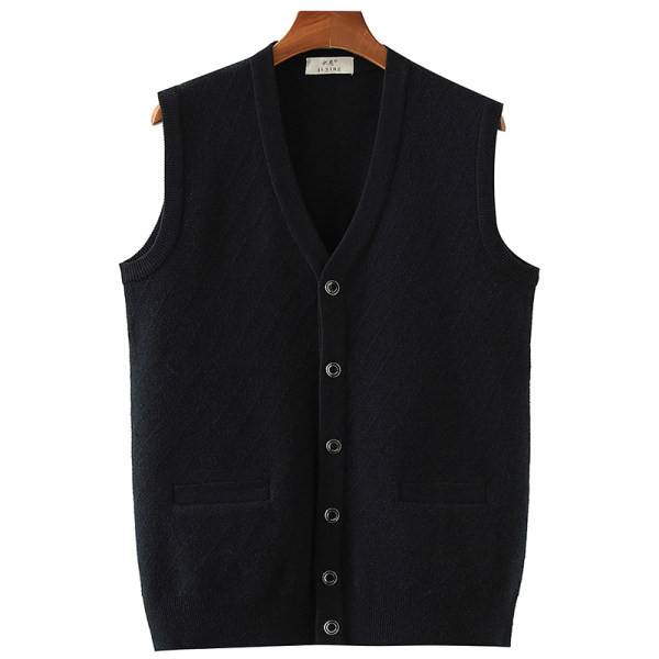 Férfi kötött mellény zsebbel és gombokkal