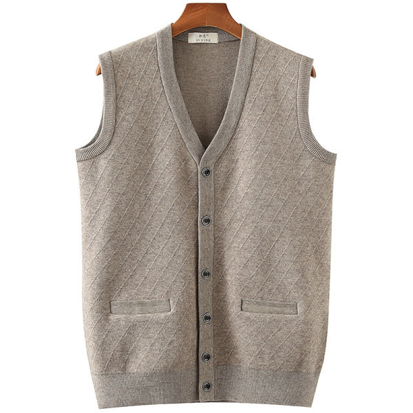 Férfi kötött mellény zsebbel és gombokkal