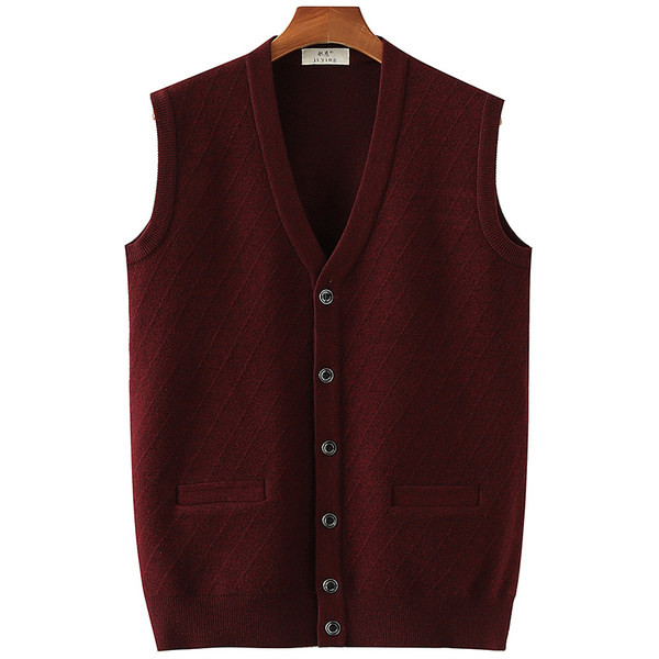 Férfi kötött mellény zsebbel és gombokkal