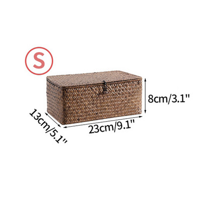 Jūros dumblių laikymo krepšelis Rankomis austa laikymo dėžė su dangčiu Įvairios kosmetikos priemonės Stačiakampio formos spintos organizatorius skalbinių krepšelis