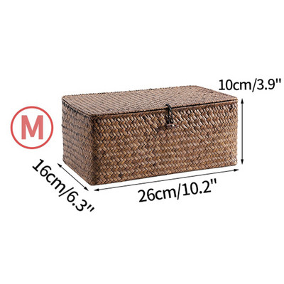 Jūros dumblių laikymo krepšelis Rankomis austa laikymo dėžė su dangčiu Įvairios kosmetikos priemonės Stačiakampio formos spintos organizatorius skalbinių krepšelis