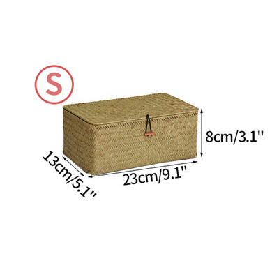 Jūros dumblių laikymo krepšelis Rankomis austa laikymo dėžė su dangčiu Įvairios kosmetikos priemonės Stačiakampio formos spintos organizatorius skalbinių krepšelis