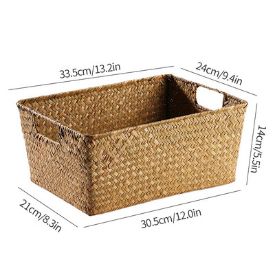 Jūros dumblių laikymo krepšelis Rankomis austa laikymo dėžė su dangčiu Įvairios kosmetikos priemonės Stačiakampio formos spintos organizatorius skalbinių krepšelis