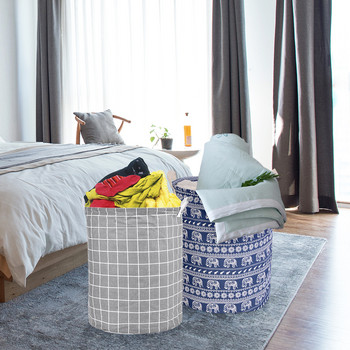 Сгъваема кошница за пране с голям капацитет Кръгла чанта за кошче за съхранение Голяма кошница Сгъваема играчка Кошница за дрехи Кофа Организатор