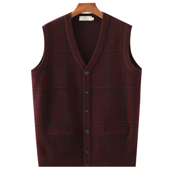 Muški jesenski prsluk s V izrezom i gumbima