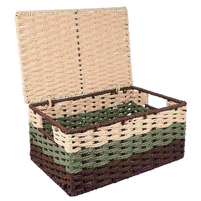 Storage Basket Baskets Wickerwoven Rattan Sundriesbox Seagrass Bins Large Shelves Lids Wooden Small Organizing Organizer Natural