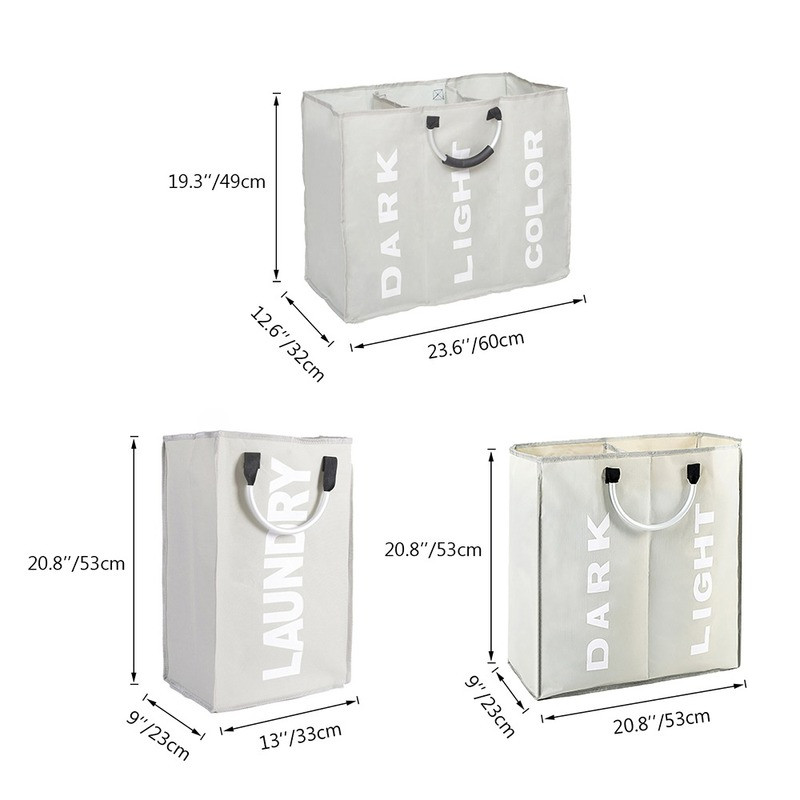 Új piszkos ruhatároló kosár Három rácsos rendszerező kosár Összecsukható nagy mosodai akadály Vízálló otthoni szennyes kosár