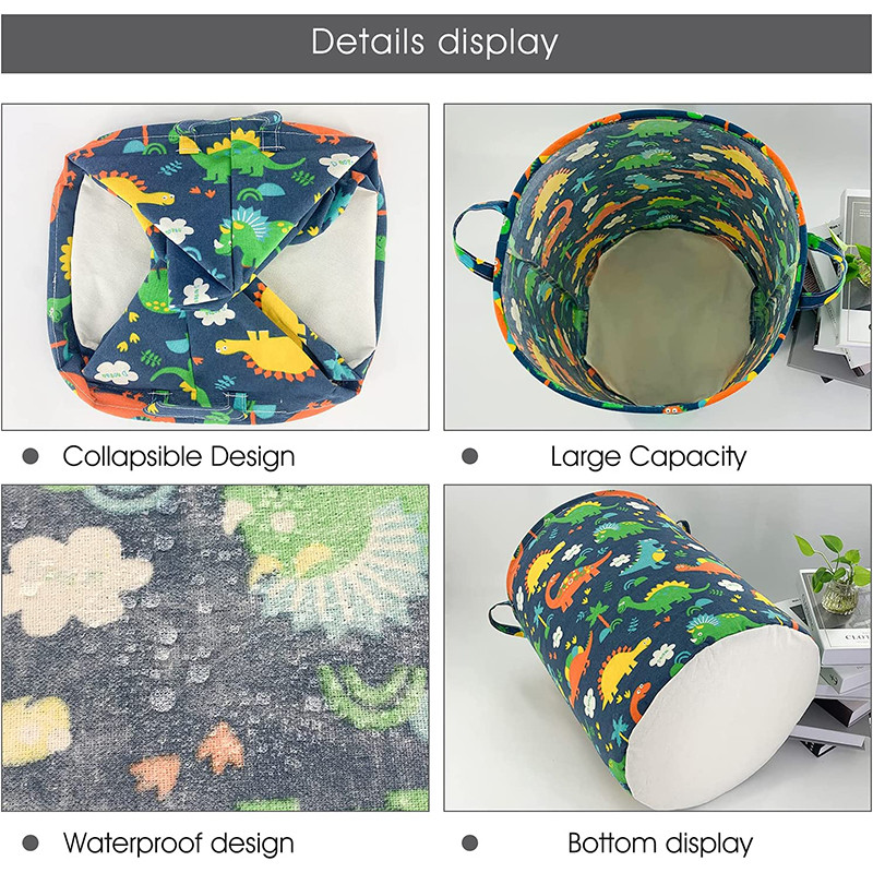 Atsparus vandeniui dinozaurų skalbinių kliūtis sulankstomas darželio žaislų laikymo dėžė Didelė nešvarių drabužių laikymo krepšelis vaikų kambario laikymui