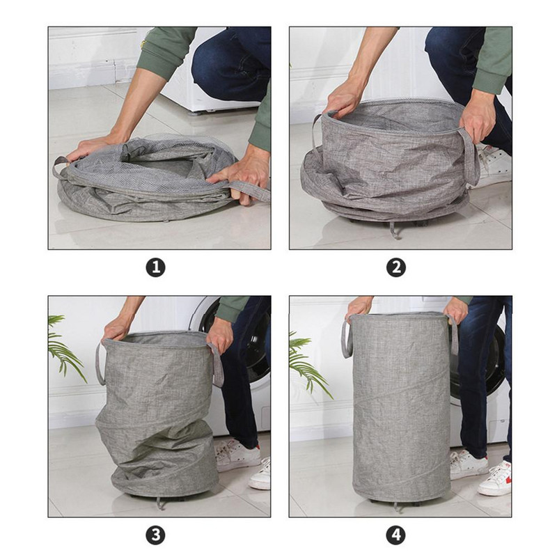 Nagy szennyes kosár kerekekkel Oxford ruhatároló vödör Összecsukható mosójáték piszkos ruhák nagy kosár rendező szemetes fogantyú