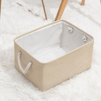 Сгъваема ленена кошница за дрехи Органайзер за домакински принадлежности Бебешки играчки Чорапи Дрехи Книги Джаджи Органайзер за кошница за пране