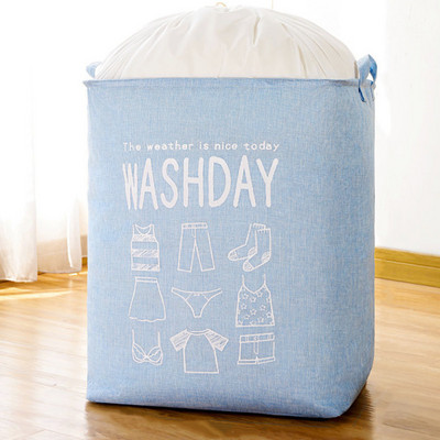 75 literes nagy szennyes kosár összehajtható mosodai akadály húzózsinórral huzattal piszkos ruha rendszerező gyerekeknek játéktároló vödör háztartás