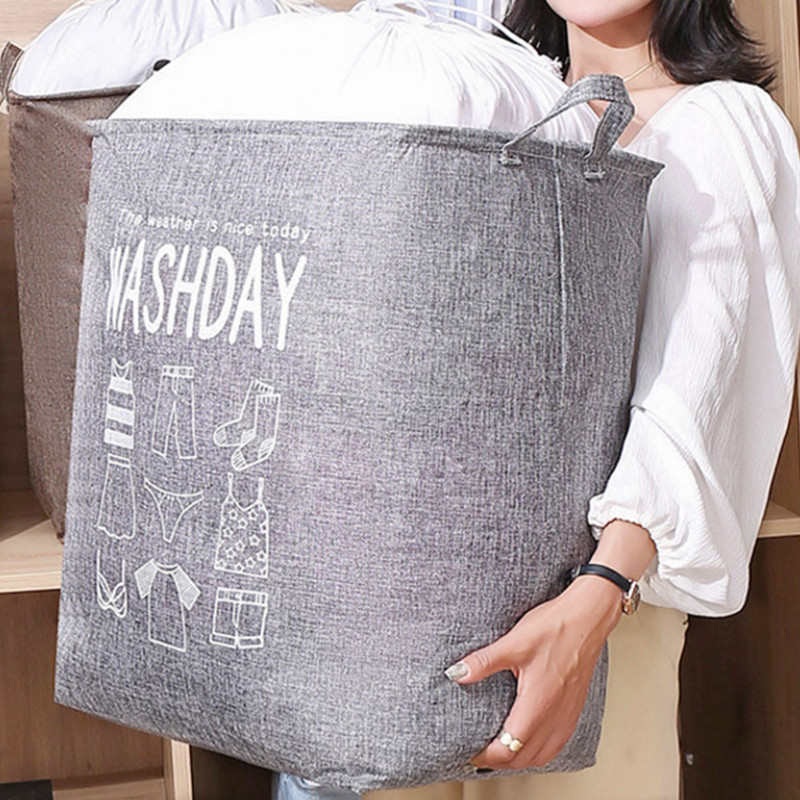 75 literes nagy szennyes kosár összehajtható mosodai akadály húzózsinórral huzattal piszkos ruha rendszerező gyerekeknek játéktároló vödör háztartás