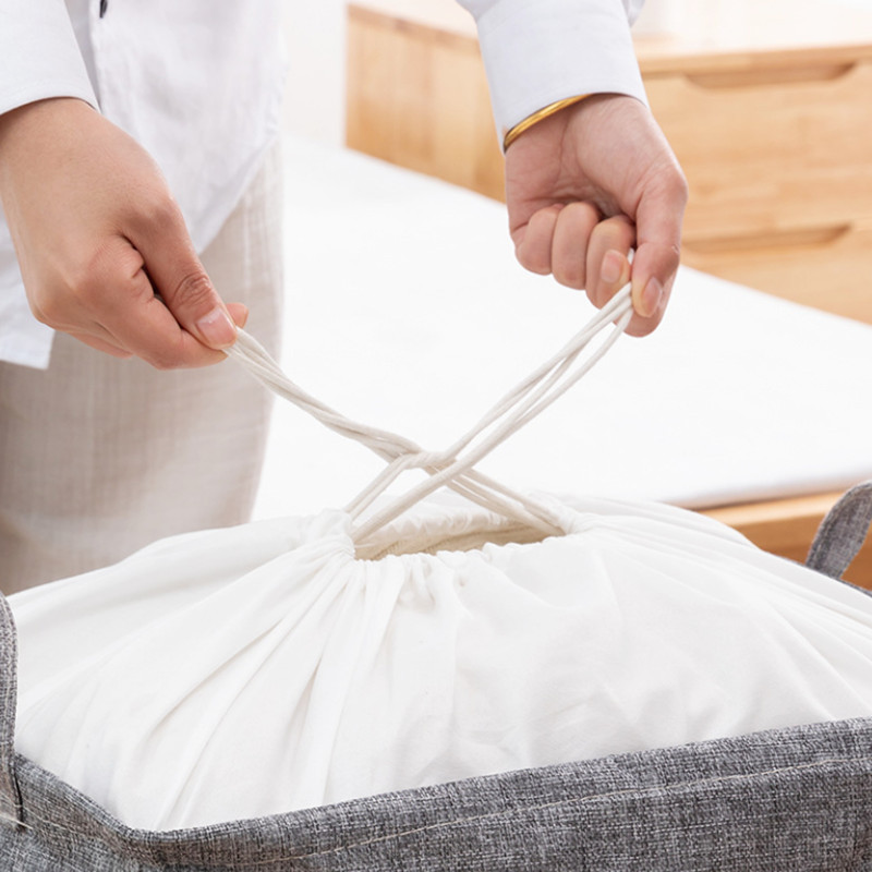 75 literes nagy szennyes kosár összehajtható mosodai akadály húzózsinórral huzattal piszkos ruha rendszerező gyerekeknek játéktároló vödör háztartás