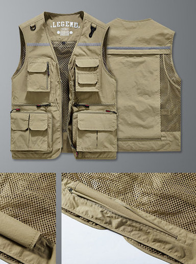 Muški prsluk za pecanje s džepom i patentnim zatvaračem