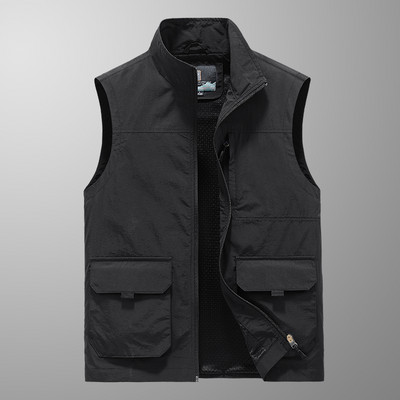 Férfi mellény hosszú gallérral és cipzárral