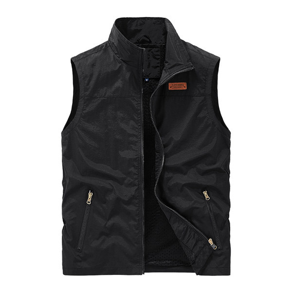 Ανδρικό casual γιλέκο με ψηλό γιακά και λογότυπο