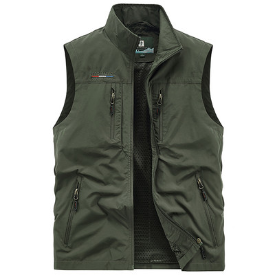 Vesta de pescuit pentru barbati cu guler si buzunar