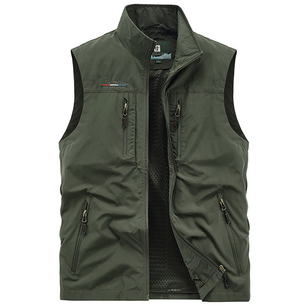 Vesta de pescuit pentru barbati cu guler si buzunar