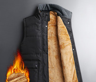 Vestă casual pentru bărbați cu căptușeală în puf - culoare neagră și gri