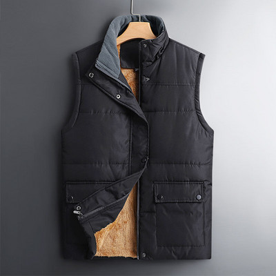 Vestă casual pentru bărbați cu căptușeală în puf - culoare neagră și gri