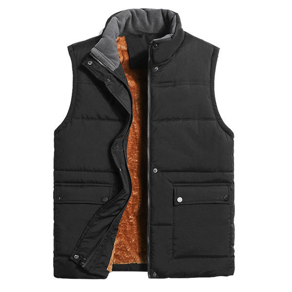 Vestă casual pentru bărbați cu căptușeală în puf - culoare neagră și gri