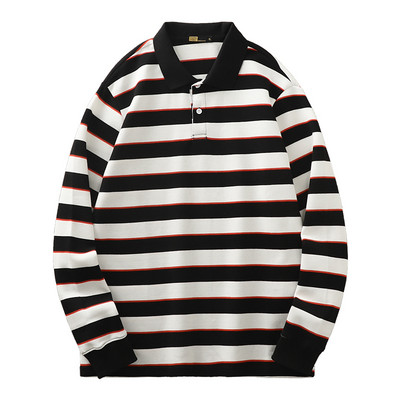 Bluză bărbătească cu mânecă lungă în dungi