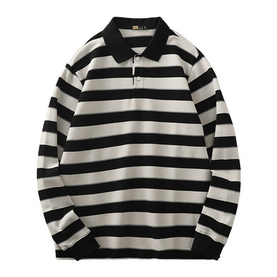 Bluză bărbătească cu mânecă lungă în dungi