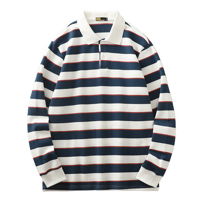 Bluză bărbătească cu mânecă lungă în dungi