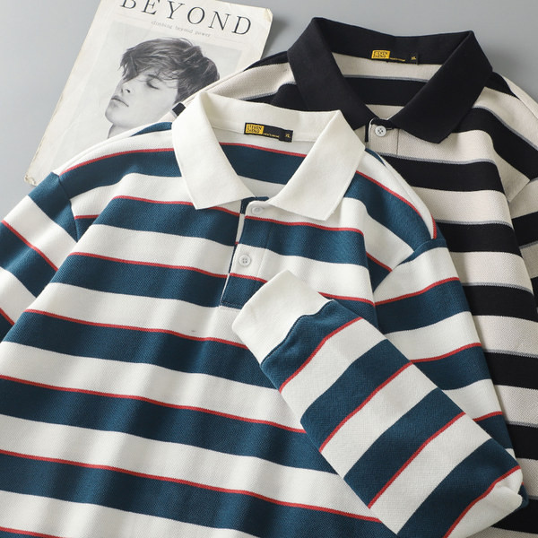 Bluză bărbătească cu mânecă lungă în dungi