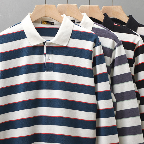 Bluză bărbătească cu mânecă lungă în dungi