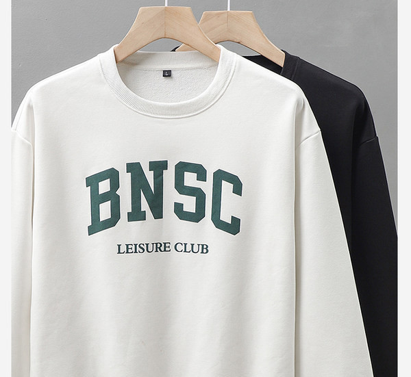 Bluză largi pentru bărbați, cu mâneci lungi și inscripție