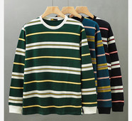 Férfi őszi csíkos blúz ovális nyakkivágással