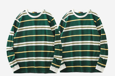 Férfi őszi csíkos blúz ovális nyakkivágással