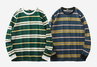 Férfi őszi csíkos blúz ovális nyakkivágással