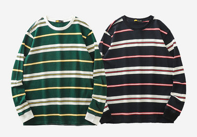 Férfi őszi csíkos blúz ovális nyakkivágással