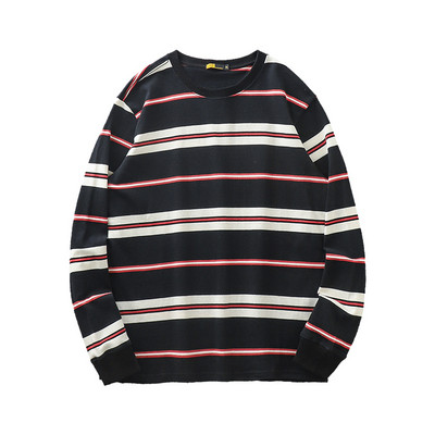 Férfi őszi csíkos blúz ovális nyakkivágással