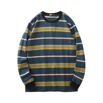 Férfi őszi csíkos blúz ovális nyakkivágással