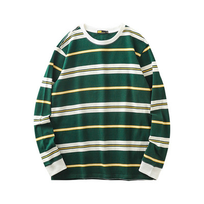 Férfi őszi csíkos blúz ovális nyakkivágással