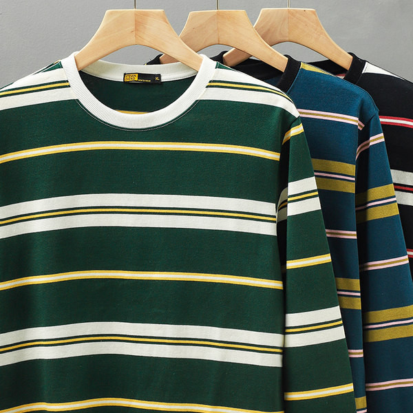 Férfi őszi csíkos blúz ovális nyakkivágással