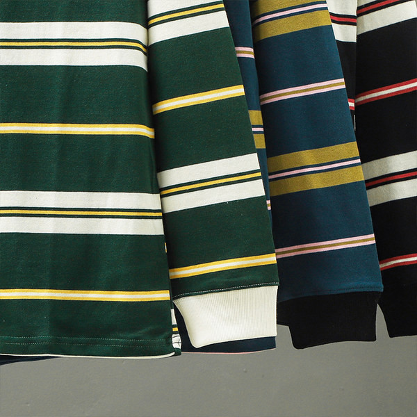 Férfi őszi csíkos blúz ovális nyakkivágással