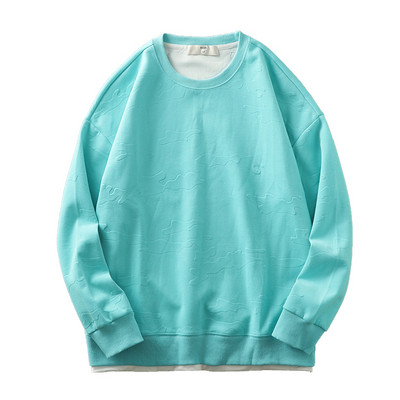 Letisztult modell férfi blúz, hosszú ujjal és O-nyakkivágással