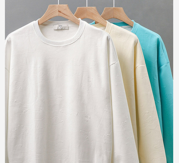 Letisztult modell férfi blúz, hosszú ujjal és O-nyakkivágással