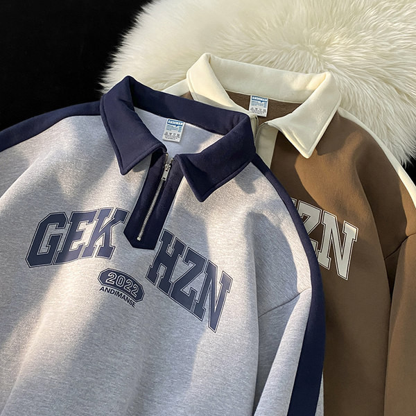 Férfi blúz cipzárral és felirattal