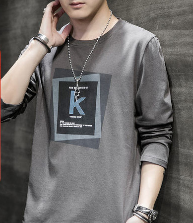 Férfi alkalmi mintás kerek nyakú blúz