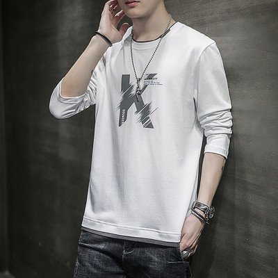 Férfi alkalmi mintás kerek nyakú blúz