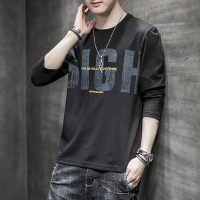 Férfi alkalmi mintás kerek nyakú blúz